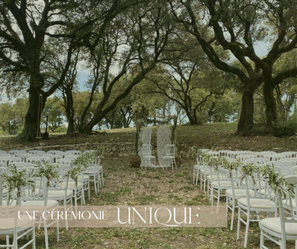location de mobilier et de décoration de cérémonie laïque de mariage en plein air pas chère